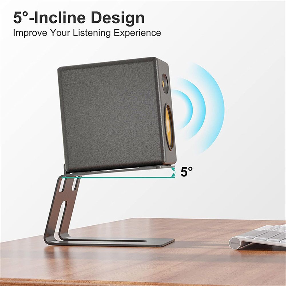 Desktop Speaker Stands with Vibration Absorption Pads, Metal Speaker Stands Pair Support Up to V1192-AZ-W-1091