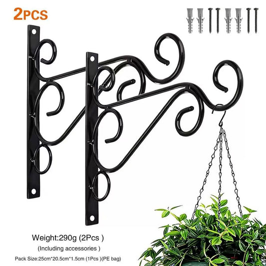 2 Pack 12 Inch Plant Hangers Outdoor Bracket, Indoor Wall Mount Metal Heavy Duty Rust-Resistant Bird Feeder V1192-AZ-W-1092