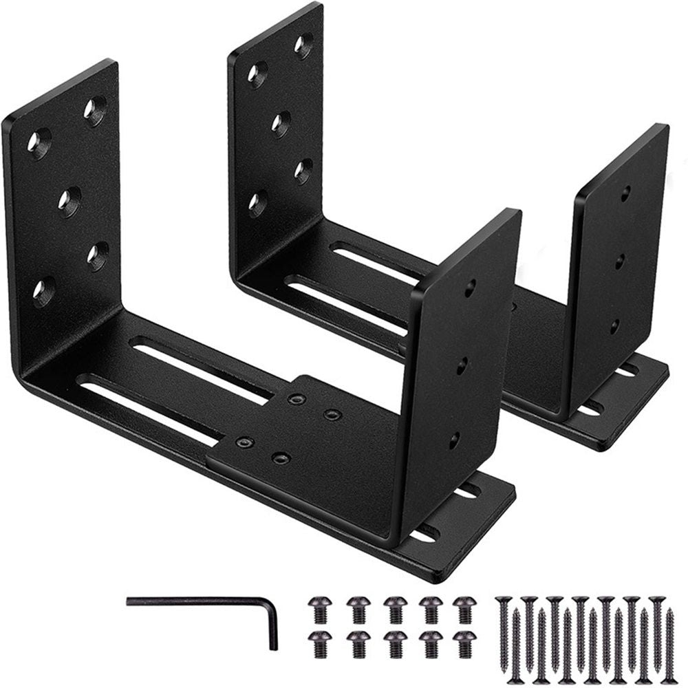 Adjustable Barricade Brackets (2pcs) - Drop Open Bar Holder for Security Door Reinforcement Steel U Bracket V1192-AZ-W-1096