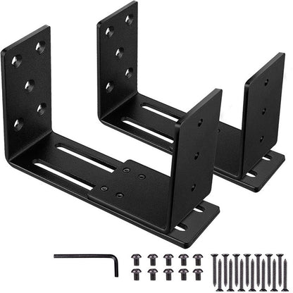 Adjustable Barricade Brackets (2pcs) - Drop Open Bar Holder for Security Door Reinforcement Steel U Bracket V1192-AZ-W-1096