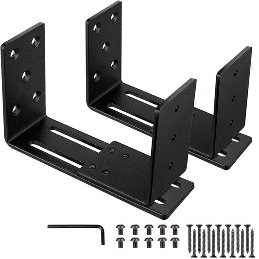 Adjustable Barricade Brackets (2pcs) - Drop Open Bar Holder for Security Door Reinforcement Steel U Bracket V1192-AZ-W-1096