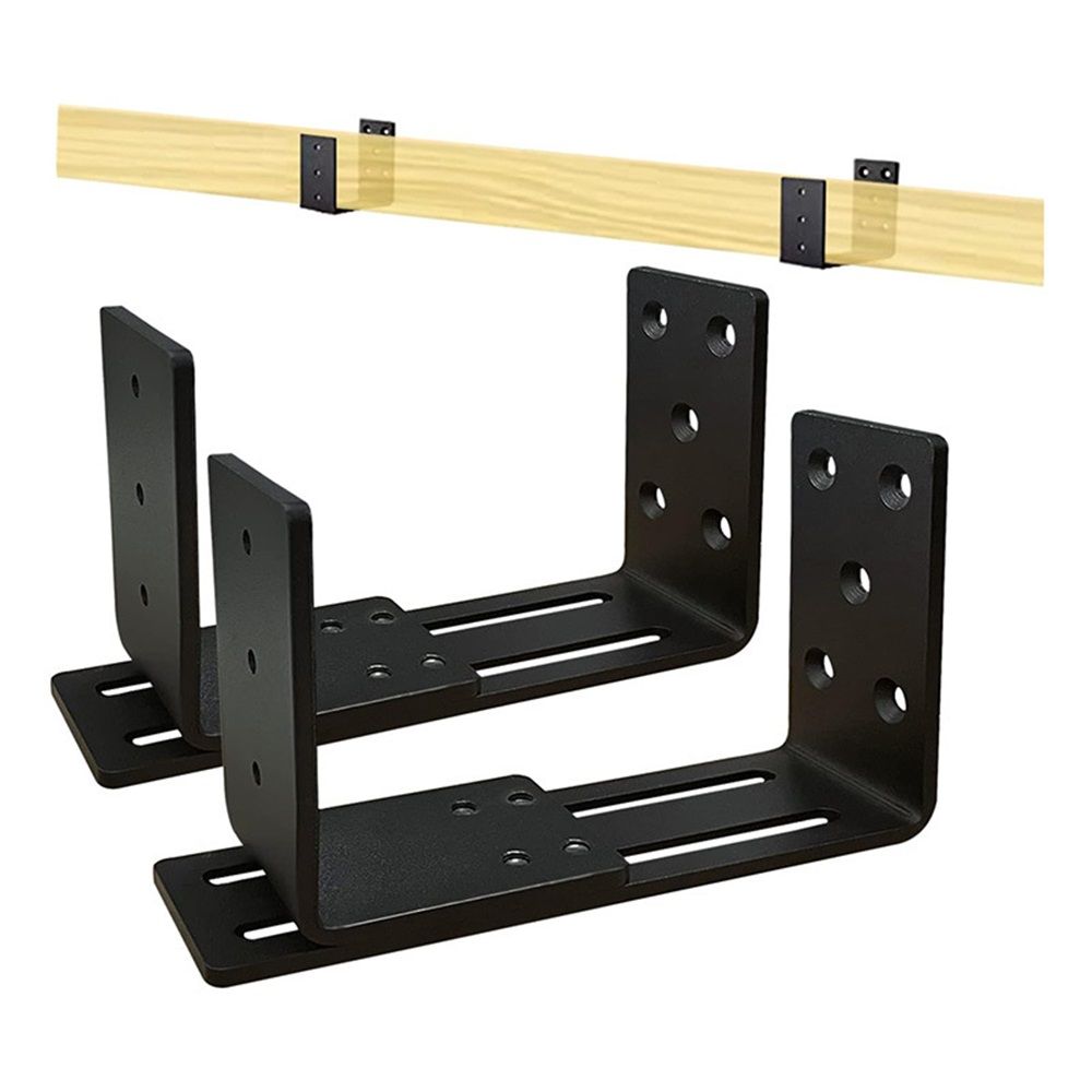 Adjustable Barricade Brackets (2pcs) - Drop Open Bar Holder for Security Door Reinforcement Steel U Bracket V1192-AZ-W-1096