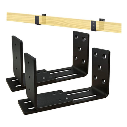 Adjustable Barricade Brackets (2pcs) - Drop Open Bar Holder for Security Door Reinforcement Steel U Bracket V1192-AZ-W-1096