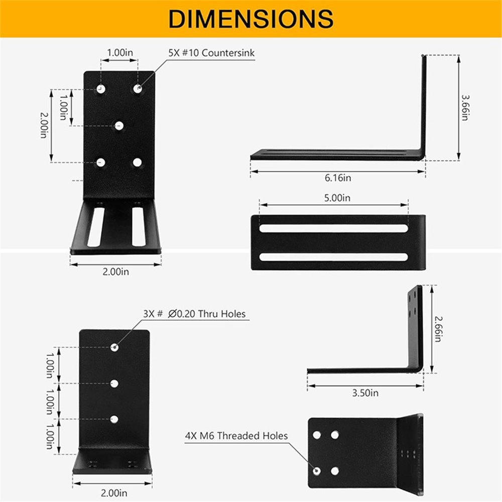 Adjustable Barricade Brackets (2pcs) - Drop Open Bar Holder for Security Door Reinforcement Steel U Bracket V1192-AZ-W-1096