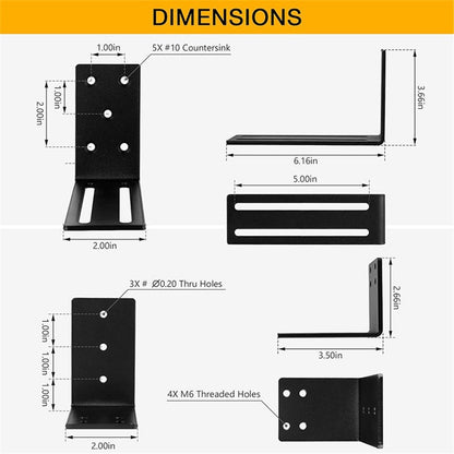 Adjustable Barricade Brackets (2pcs) - Drop Open Bar Holder for Security Door Reinforcement Steel U Bracket V1192-AZ-W-1096