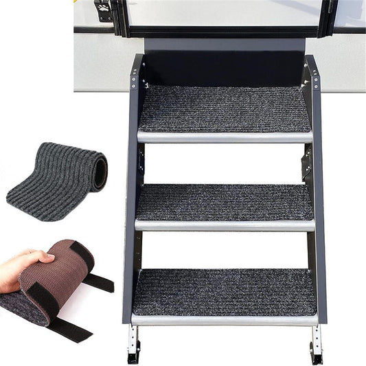 RV Step Covers 4 Pack 24" Wide x 7.5" Deep Camper Step Covers, Non Slip RV Stair Treads for Travel Trailers, V1192-AZ-W-1097