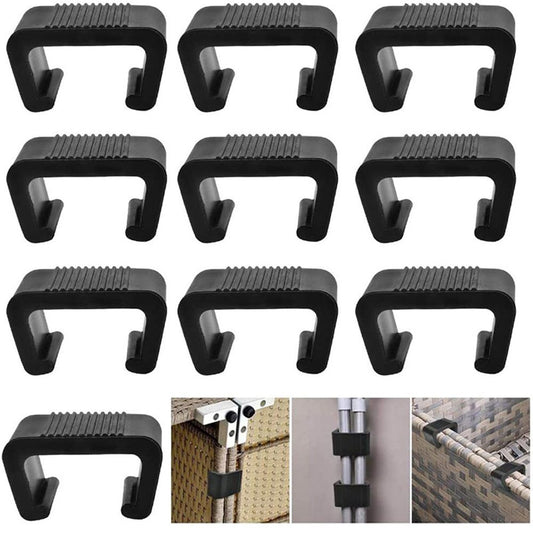10 Pack Outdoor Patio Rattan Furniture Clips, Patio Wicker Rattan Sectional Modular Sofa Chair Connector V1192-AZ-W-1099