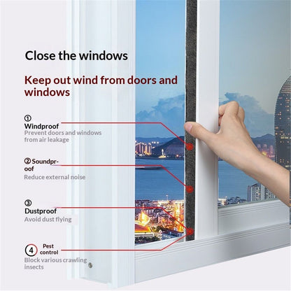 33 Ft Gray Self-Adhesive Soundproofing Weather Stripping for Doors and Windows, 0.35" Wide x 0.2" Thick V1192-AZ-W-1101