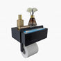 Toilet Paper Holder with Built-in Storage Drawer | Glossy Plastic Bathroom Organizer | Dual-Mount V1192-AZ-W-1104