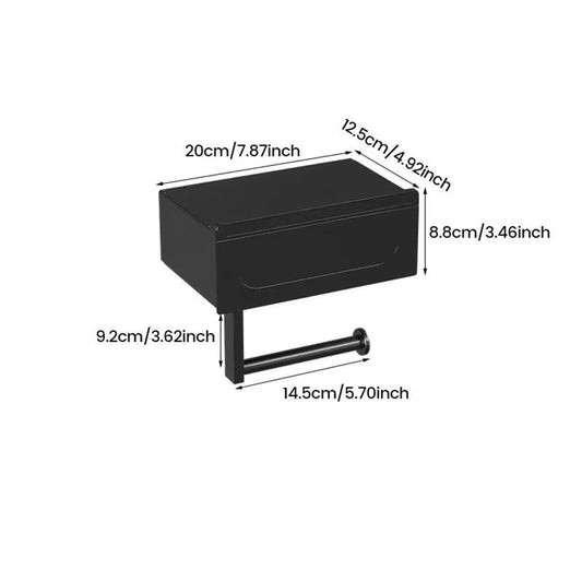 Toilet Paper Holder with Built-in Storage Drawer | Glossy Plastic Bathroom Organizer | Dual-Mount V1192-AZ-W-1104