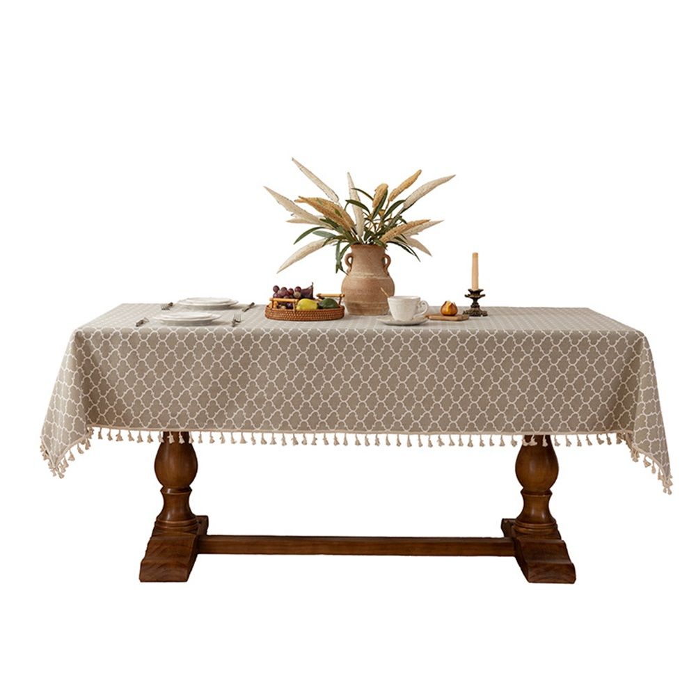 Rectangle Table Cloth, Waterproof Tablecloths with Backing for Rectangle Tables, Wipeable Spillproof Plastic V1192-AZ-W-1105