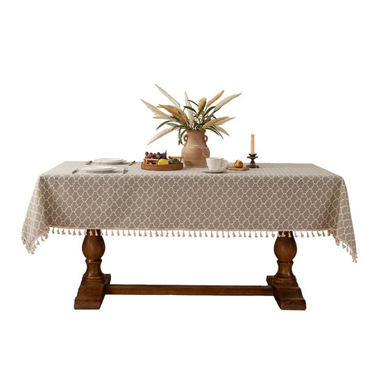 Rectangle Table Cloth, Waterproof Tablecloths with Backing for Rectangle Tables, Wipeable Spillproof Plastic V1192-AZ-W-1105