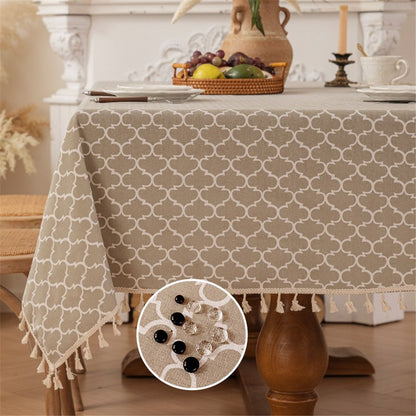 Rectangle Table Cloth, Waterproof Tablecloths with Backing for Rectangle Tables, Wipeable Spillproof Plastic V1192-AZ-W-1105