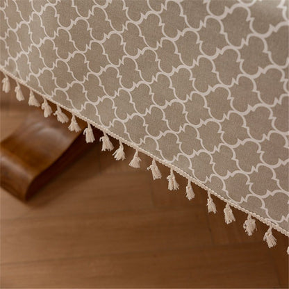 Rectangle Table Cloth, Waterproof Tablecloths with Backing for Rectangle Tables, Wipeable Spillproof Plastic V1192-AZ-W-1105