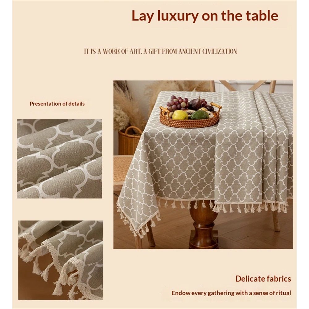 Rectangle Table Cloth, Waterproof Tablecloths with Backing for Rectangle Tables, Wipeable Spillproof Plastic V1192-AZ-W-1105