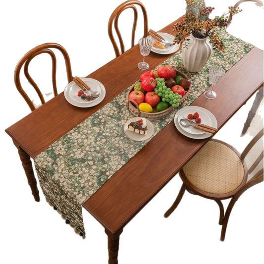 Vintage Luxury Tassel Table Runner - Elegant Dining Table Decor, Perfect for Kitchen & Holiday Celebrations, V1192-AZ-W-1108