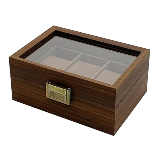 Wooden Watch Box for Men, 3 Slot Watch Display Case with Lid - Watch Display Storage Box, Collection Case, V1192-AZ-W-1115