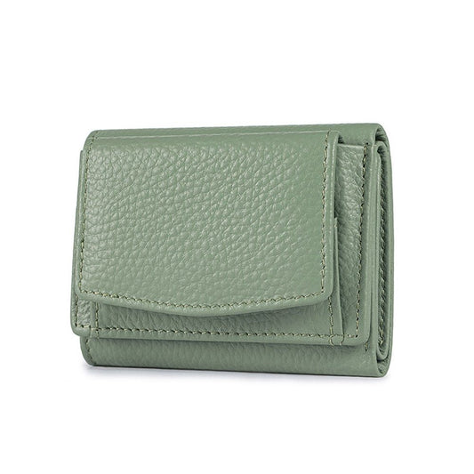 Small Leather Wallet for Women with Coin Pouch Compact Trifold Mini Pocket Wallet with Cash Slot and Card V1192-AZ-W-1117
