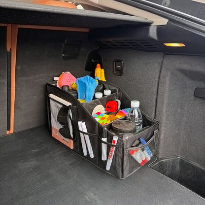 Car Seat Organizer Backseat Car Organizer with 4 Compartments, 4 Cup Holders and 7 Mesh Pockets for Front and V1192-AZ-W-1119