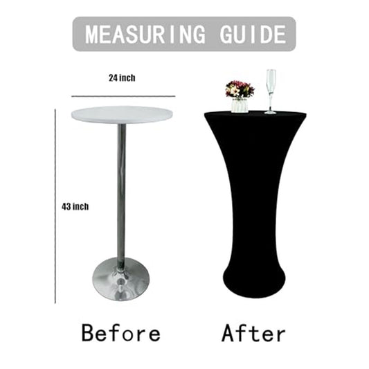 24x43 Inch Black Cocktail Table Cloth Fitted Round Bar Table Stretch Highboy Cocktail Table Covers for V1192-AZ-W-1122