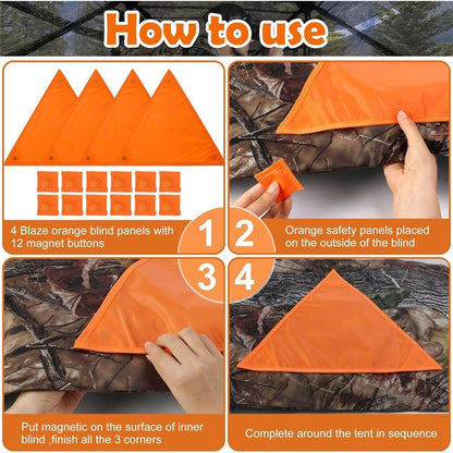 Set of 4 Safety Hunting Blind Panel Set - Magnetic Signal Panel with 12 Buttons & Storage Bag,Portable Blind V1192-AZ-W-1125