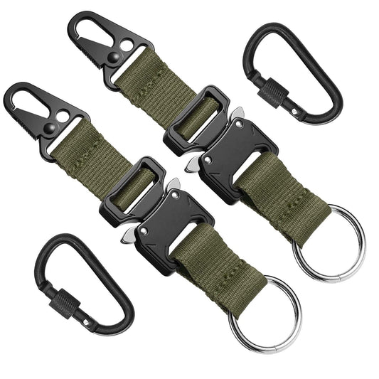 2 pack Keychain for Men with Quick Release Buckle Gear Clips with Clip and Stainless Steel Ring(green) V1192-AZ-W-1126