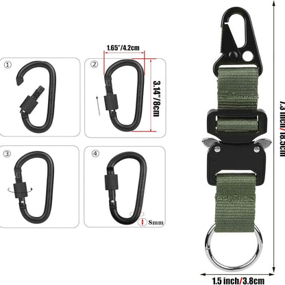 2 pack Keychain for Men with Quick Release Buckle Gear Clips with Clip and Stainless Steel Ring(green) V1192-AZ-W-1126