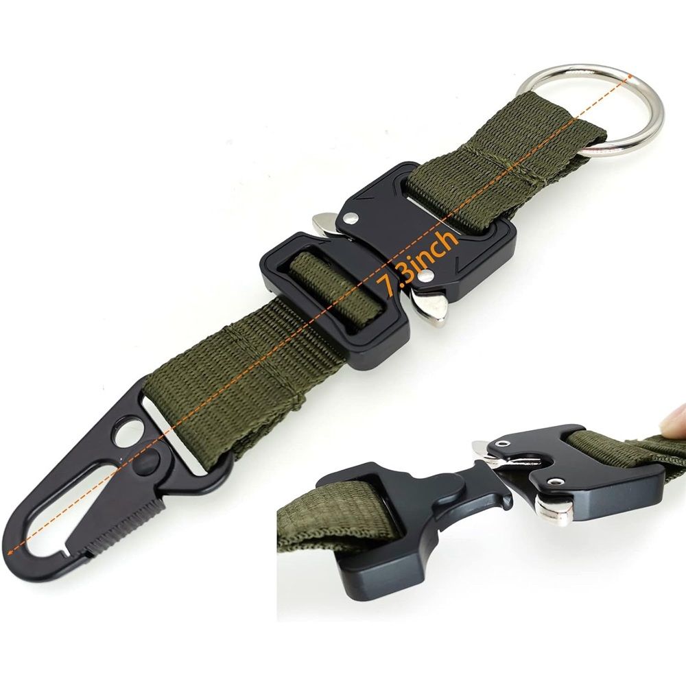 2 pack Keychain for Men with Quick Release Buckle Gear Clips with Clip and Stainless Steel Ring(green) V1192-AZ-W-1126