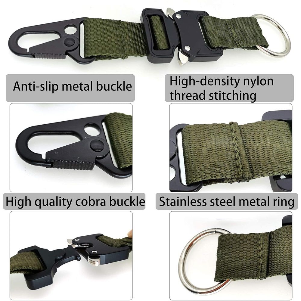 2 pack Keychain for Men with Quick Release Buckle Gear Clips with Clip and Stainless Steel Ring(green) V1192-AZ-W-1126