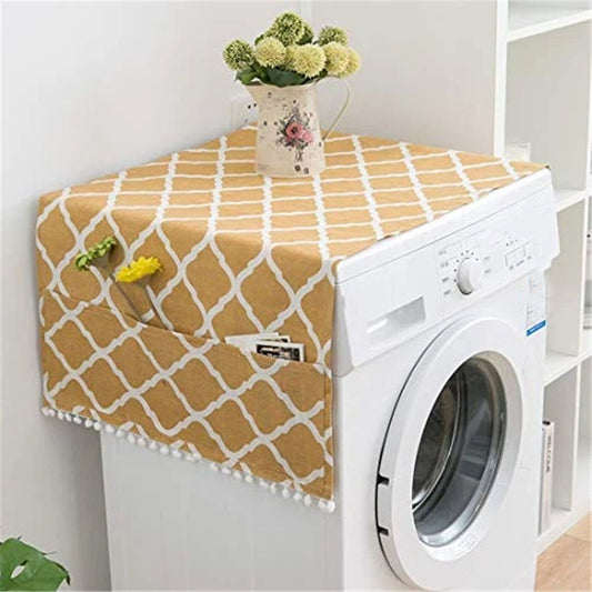 Washing Machine Organizer, Pattern with Effect Ornamental Antique Feminine Design, Anti-slip Fabric Top Cover V1192-AZ-W-1128