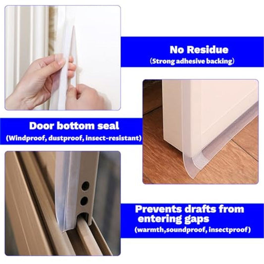 2 pack Silicone Seal Weather Stripping Tape 16.5 Feet Strip Bottom Draft Insulation Stopper Tape Weatherproof V1192-AZ-W-1130