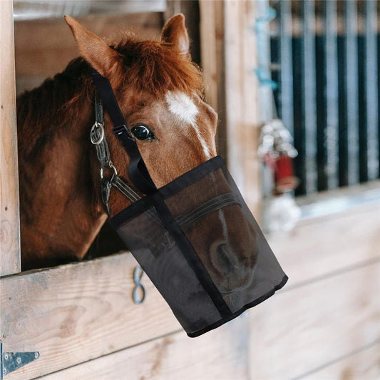 Horse Feed Bag Pack of 2, Feed Bags for Horses with Ventilation Mesh, Comfort Nose Pad Neck Pad, Adjustable V1192-AZ-W-1134