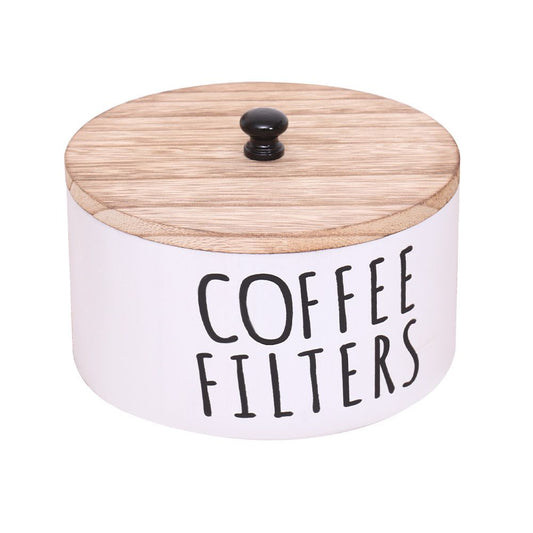 Coffee Filter Holder, Large Capacity Coffee Filter Storage Container with Bamboo Lid, Coffee Filter Dispenser V1192-AZ-W-1135
