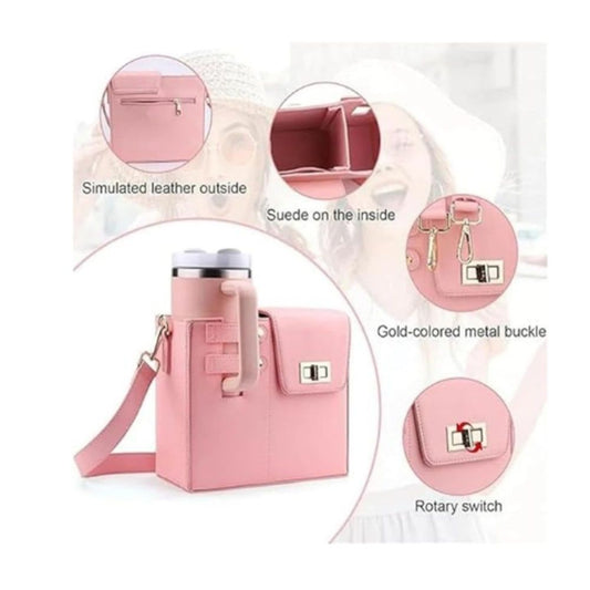 Outdoor Portable Crossbody Water Cup Storage Bag, Water Bottle Carrier Bag with Storage Pocket for Women(oniy V1192-AZ-W-1136