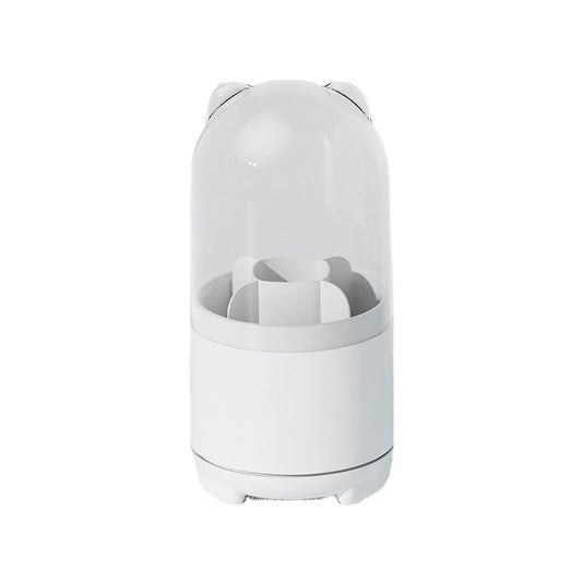 Cute Makeup Brush Holder Organizer with Lid, Rotating Dustproof Make Up Brushes Container with Clear Acrylic V1192-AZ-W-2490