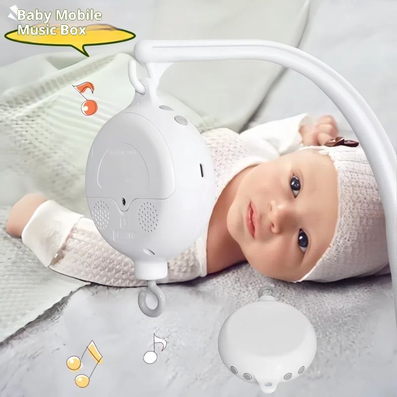 Baby Crib Mobile Motor, Rechargeable - Operated Music Box with Connectivity, Spinner Crib Mobile(white) V1192-AZ-W-2496