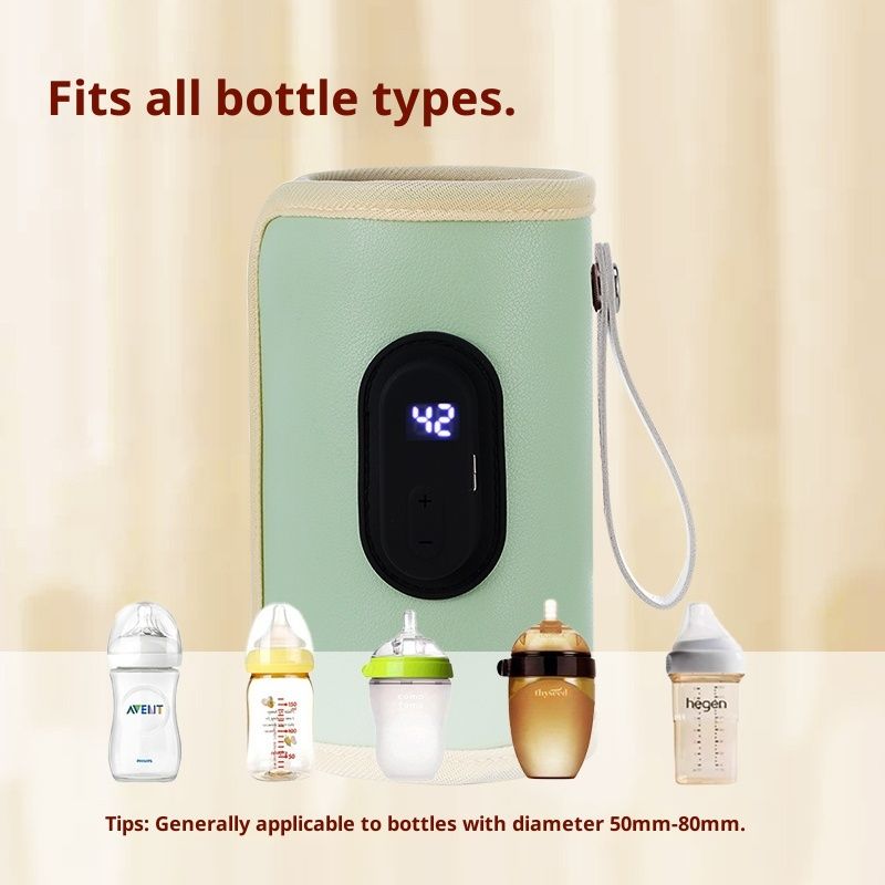 USB Baby Bottle Warmer with LCD Screen, Heating,Temperature, Portable Milk Bottle Heater for Travel, Car, V1192-AZ-W-2503
