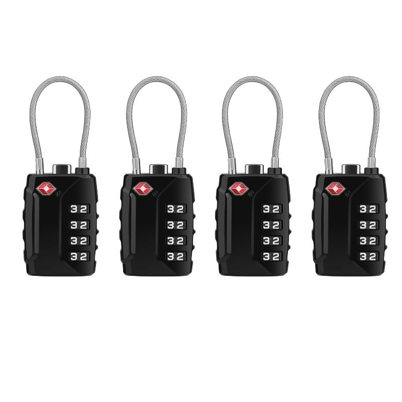 Luggage Locks, [Upgrade Version][4 Pack] TSA Approved Suitcase Lock 4-Digit Re-settable Combination Lock, V1192-AZ-W-2507