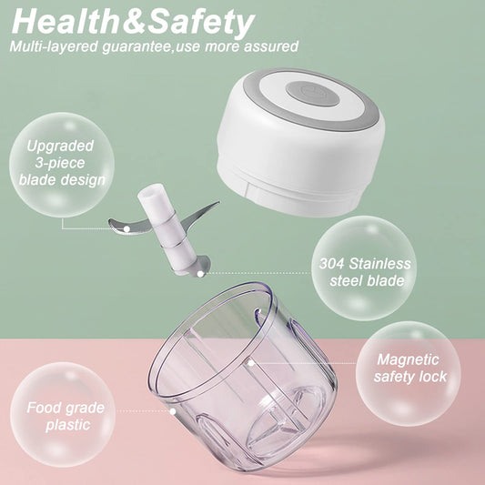 Electric Garlic Chopper, 250ML Vegetable Chopper, Food Chopper, USB Mini Garlic Mincer, Onion Chopper, V1192-AZ-W-2510