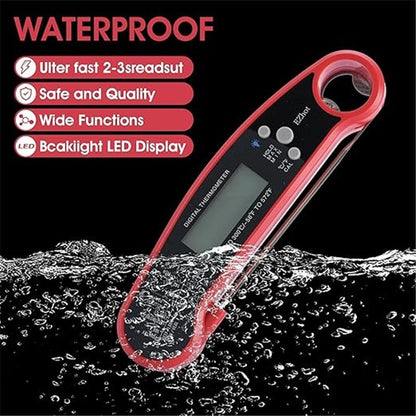 Meat Thermometer Digital for Cooking Food. Waterproof & Instant Read for Kitchen Baking, BBQ. with Foldable V1192-AZ-W-2516