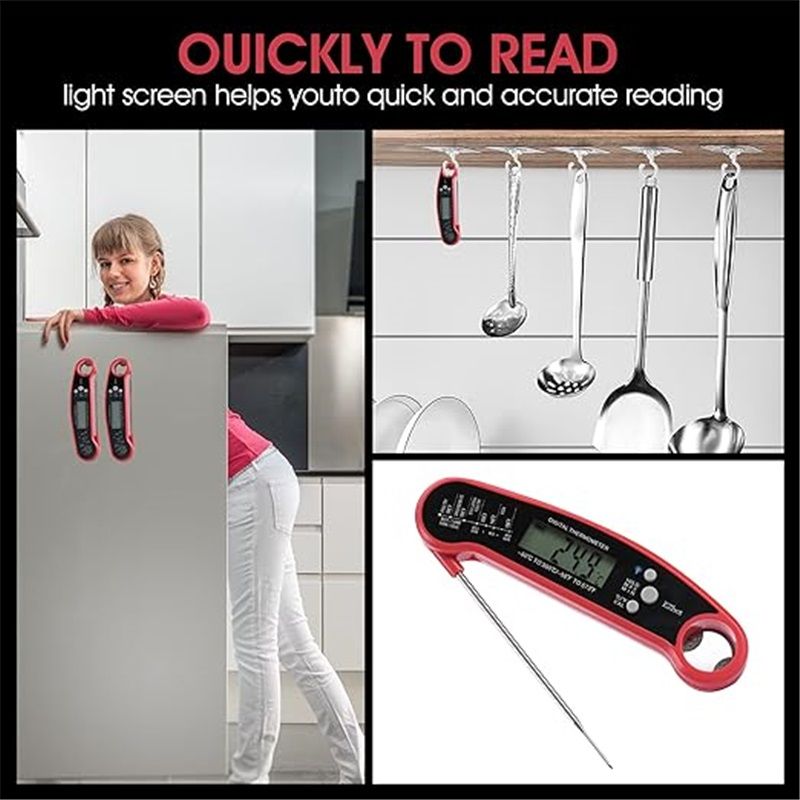 Meat Thermometer Digital for Cooking Food. Waterproof & Instant Read for Kitchen Baking, BBQ. with Foldable V1192-AZ-W-2516