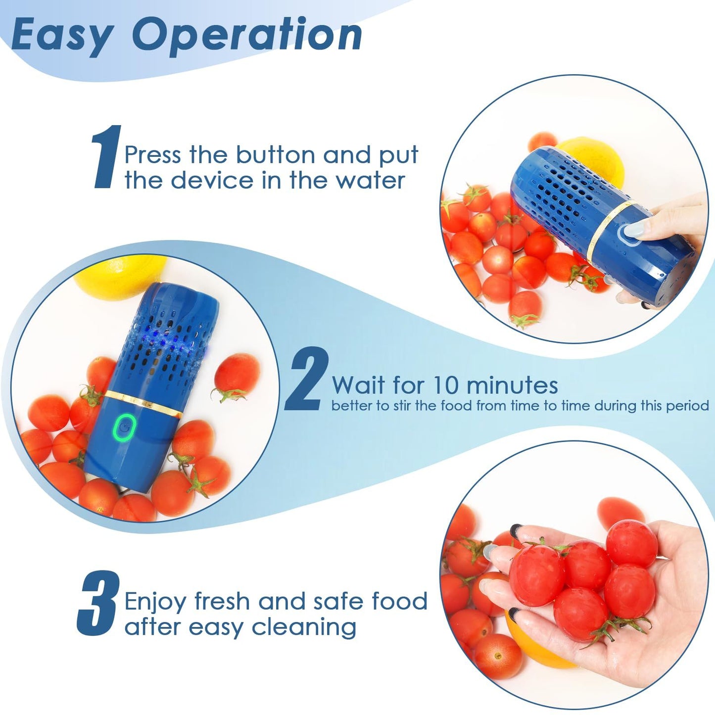 Fruit and Vegetable Purifier Cleaner Washing Machine Capsule Shape Disinfection Purification Technology for V1192-AZ-W-2517