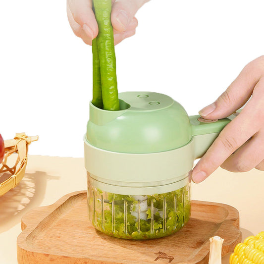 4 in 1 Handheld Electric Food Cutter Set, Wireless Food Processor for Fruits, Vegetables and Meat Green V1192-AZ-W-2520