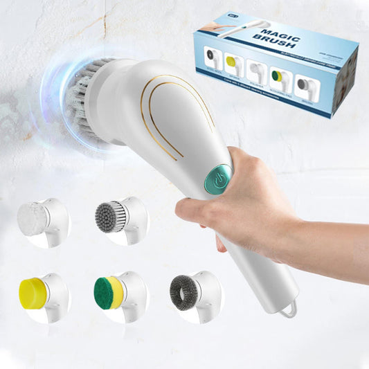 Electric Spin Scrubber, Handheld Cordless Rechargeable Electric Cleaning Brush with 5 Replaceable Heads,Power V1192-AZ-W-2522