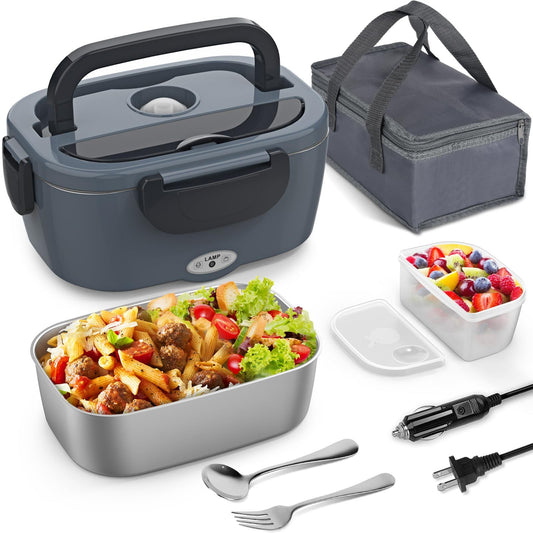 Electric Lunch Box, 2 in 1 Heated Lunch Box for Adults, Portable Heating Lunch Box with 1.5L Removable V1192-AZ-W-2523