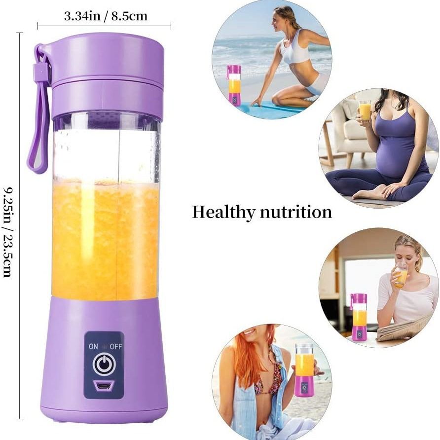 Portable 6 Blades in 3D Juicer Cup,Version Rechargeable Juice Blender Magnetic Secure Switch Electric Fruit V1192-AZ-W-2526