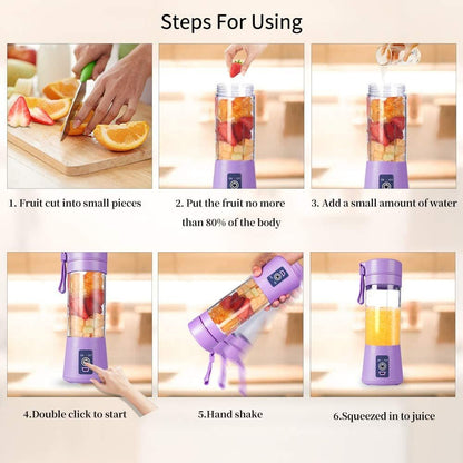 Portable 6 Blades in 3D Juicer Cup,Version Rechargeable Juice Blender Magnetic Secure Switch Electric Fruit V1192-AZ-W-2526