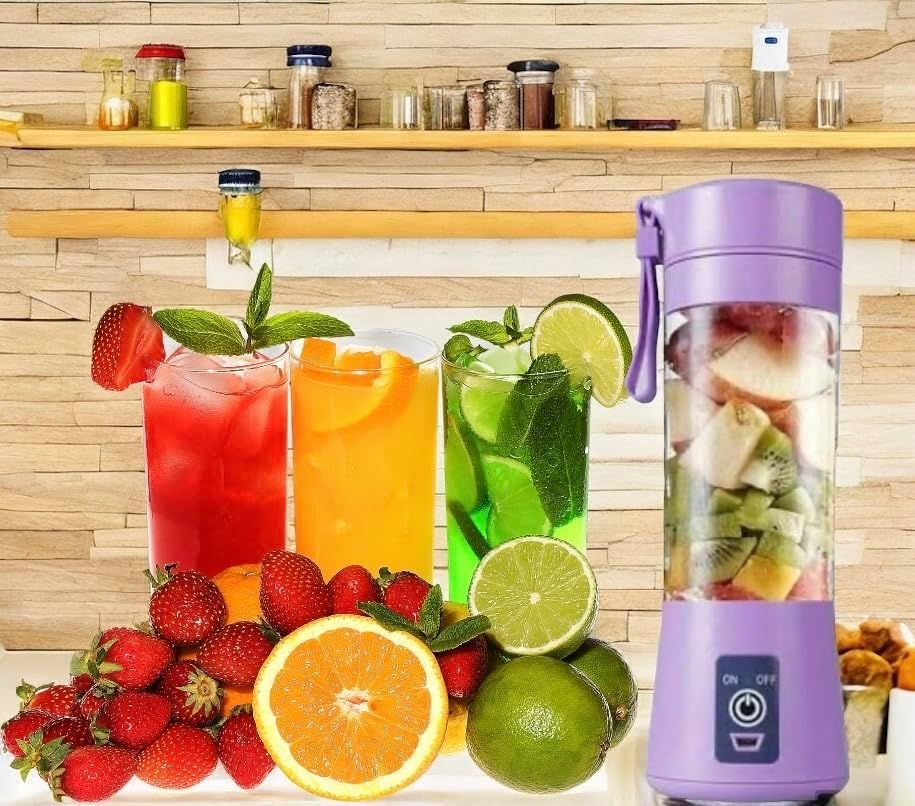 Portable 6 Blades in 3D Juicer Cup,Version Rechargeable Juice Blender Magnetic Secure Switch Electric Fruit V1192-AZ-W-2526