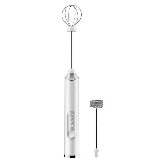 Milk Frother Handheld, Rechargeable Coffee Frother Wand with 2 Stainless Whisks 3 Speeds, Drink Mixer, V1192-AZ-W-2528