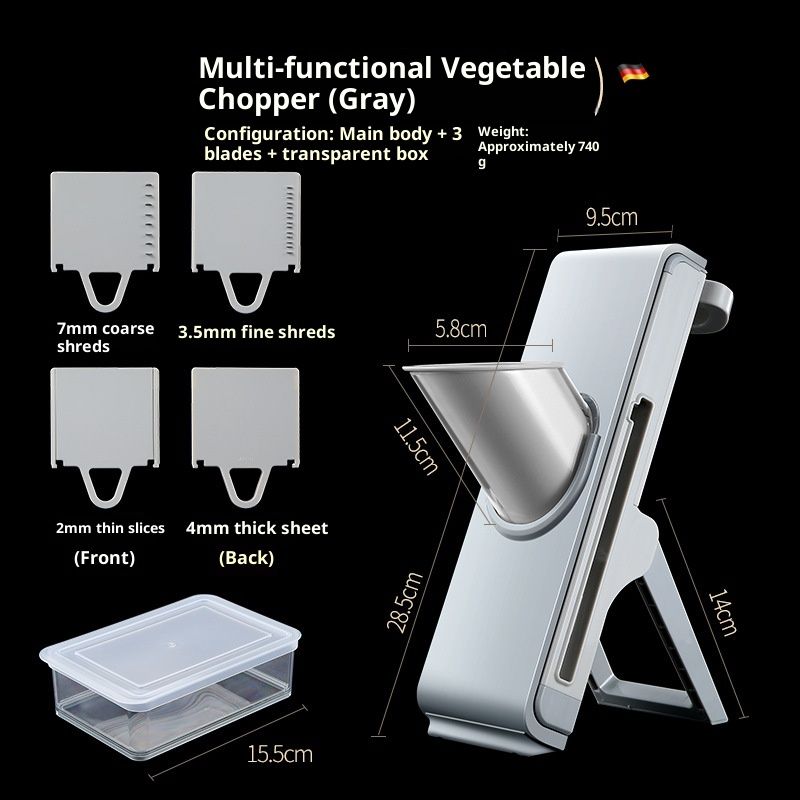 four-in-oneSlicer Safe Multifunctional Dicer Adjustable Commercial Slicer Machine Stainless Steel Chopper grey V1192-AZ-W-2533